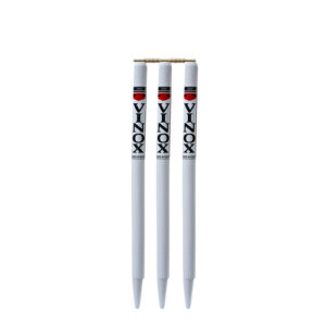 VINOX WHITE T20 CRICKET WICKET STUMP SET PACK OF 3 WITH BAILS