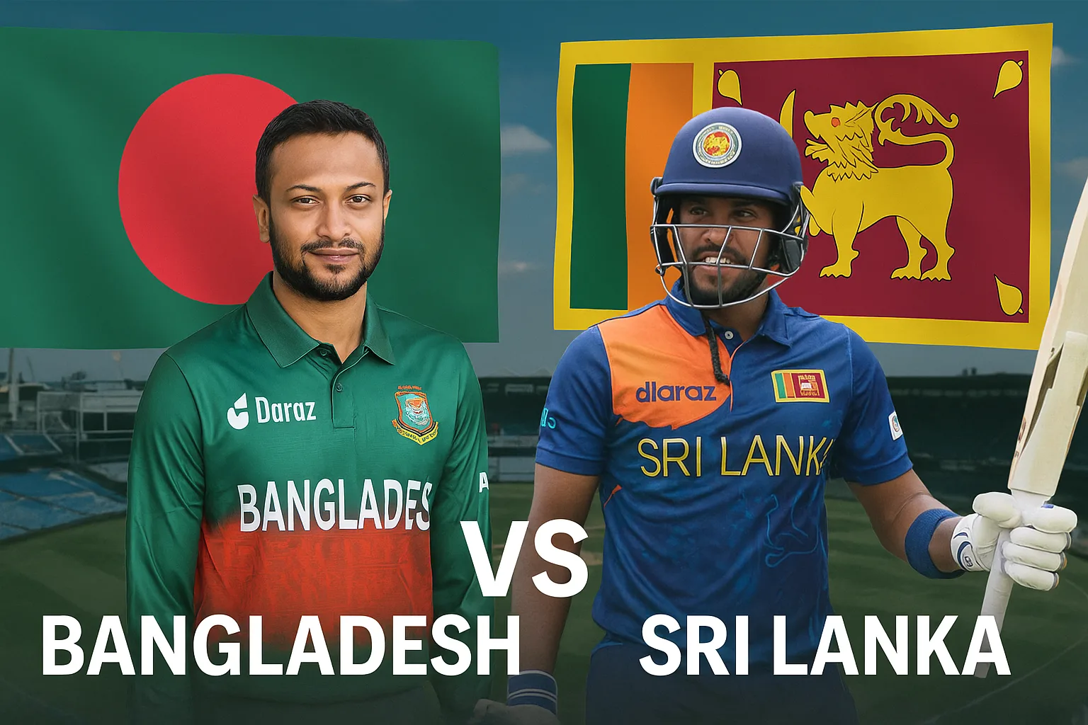 Bangladesh vs Sri Lanka cricket rivalry banner 2025