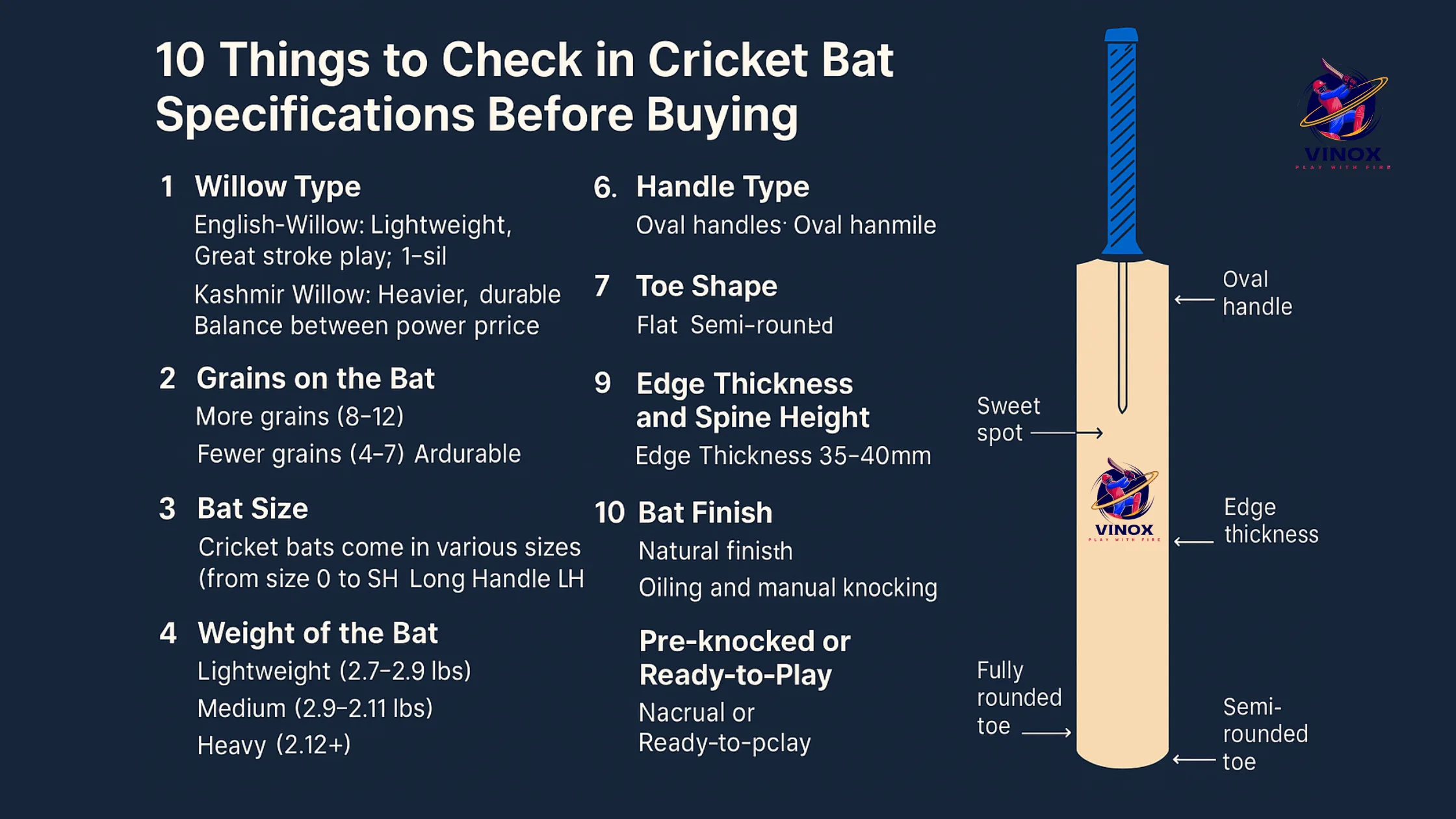 Cricket bat specifications