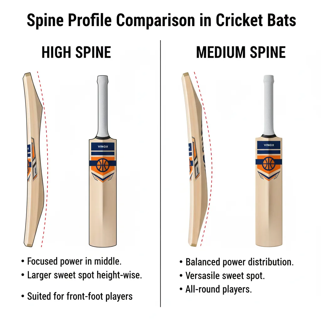 Spine profile cricket bats